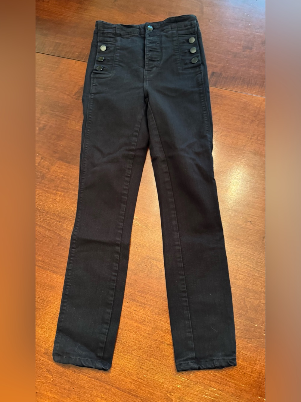 J Brand Natasha Black Skinny Sailor Button Jeans